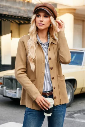 Casual Knit Button Down Long Sleeve Cardigan