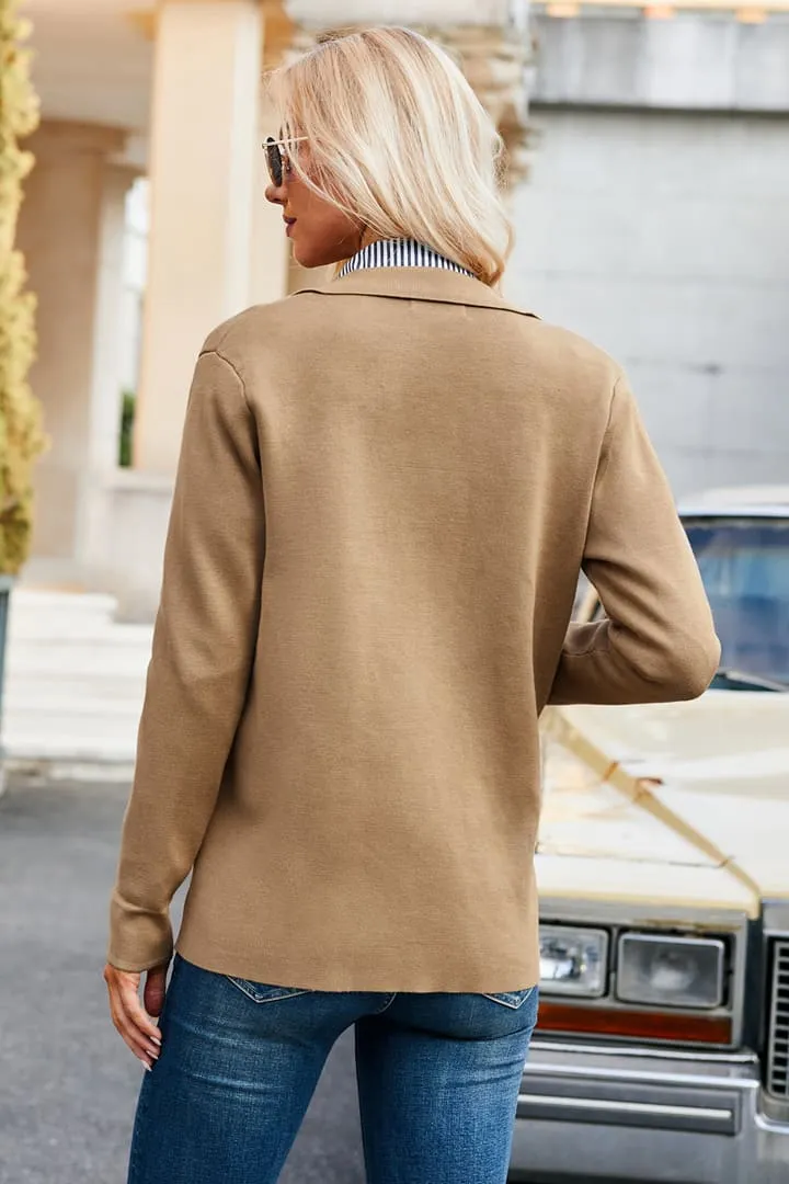 Casual Knit Button Down Long Sleeve Cardigan