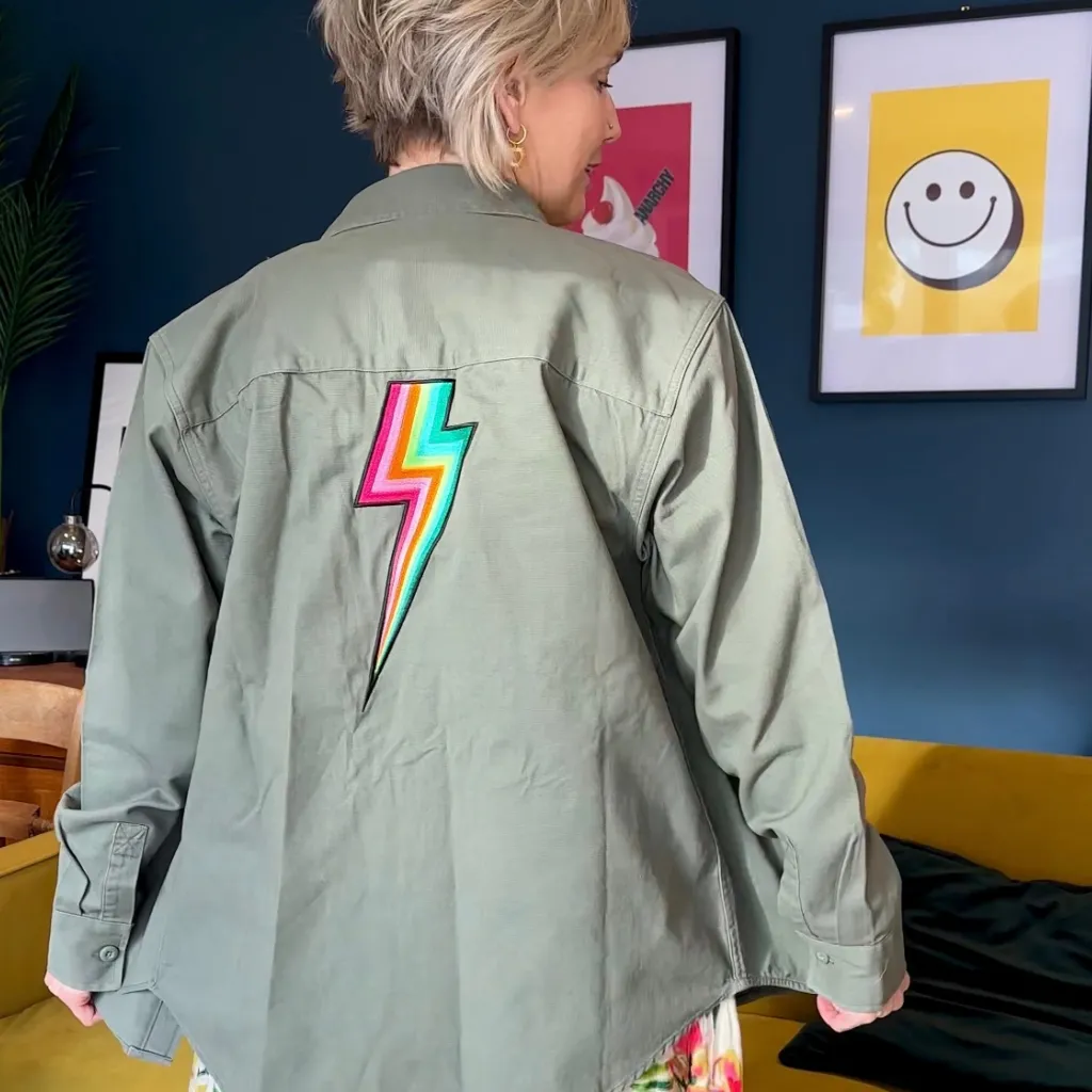 Embroidered Bolt Khaki Jacket