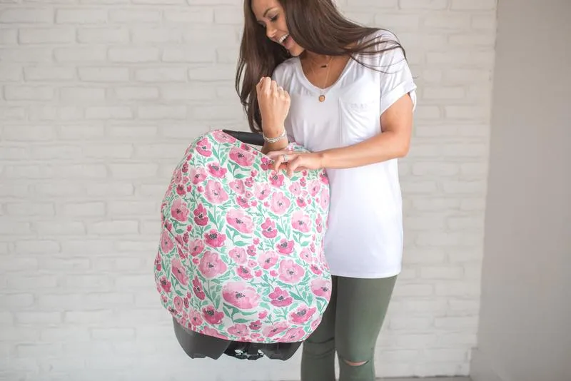 Multi Use 5 in 1 Baby Cover | Pink/Green Floral