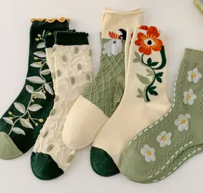Retro Cottagecore Floral Socks