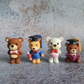 SATYAM KRAFT 1 Set Teddy Bear Miniature Set for Home Decor, Diwali, Bedroom, Living Room, Office, Restaurant Decor, Figurines, New Year Decorartion Items (Multicolor)(4 Piece in 1 Set)