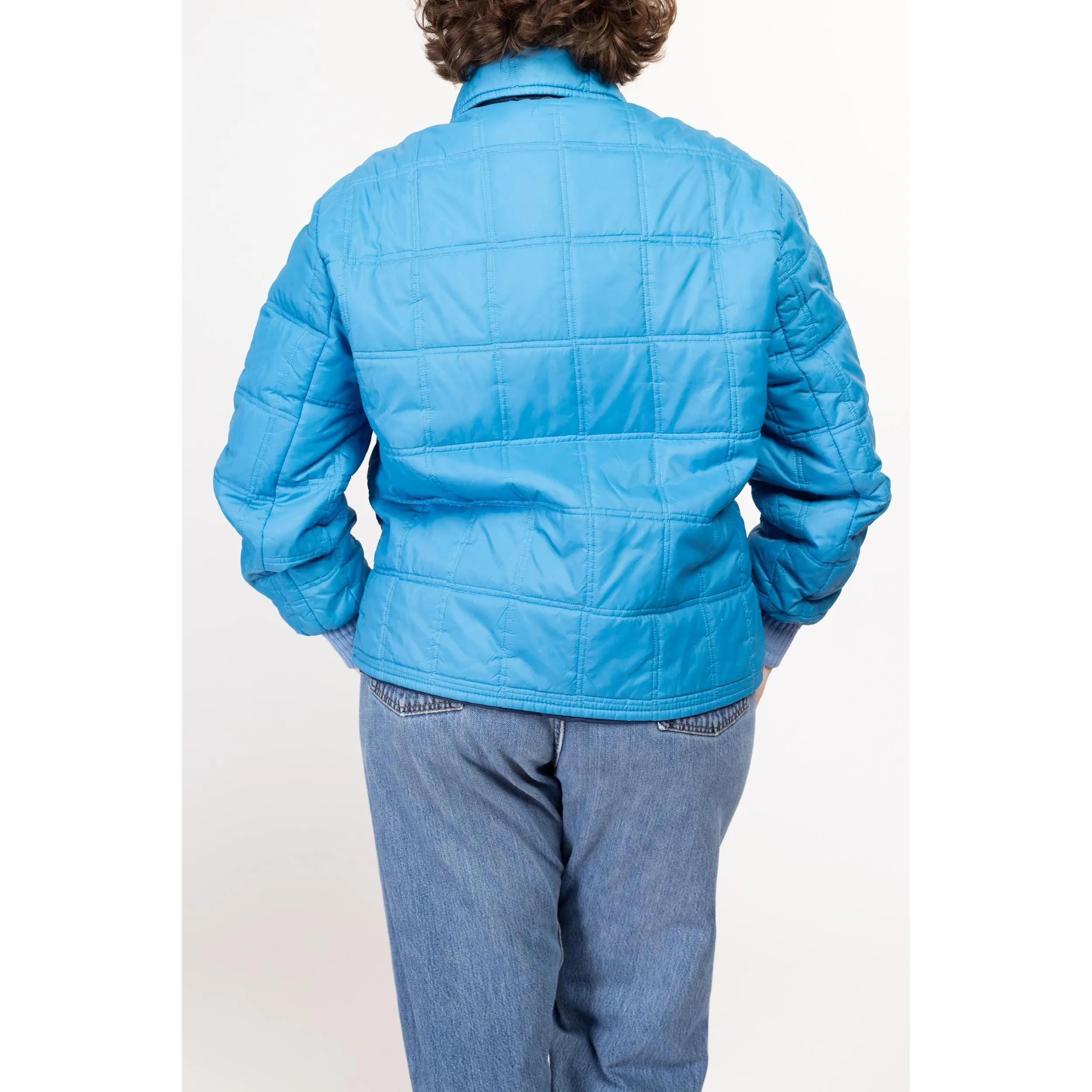 XL 70s Reversible Blue Quilted Jacket