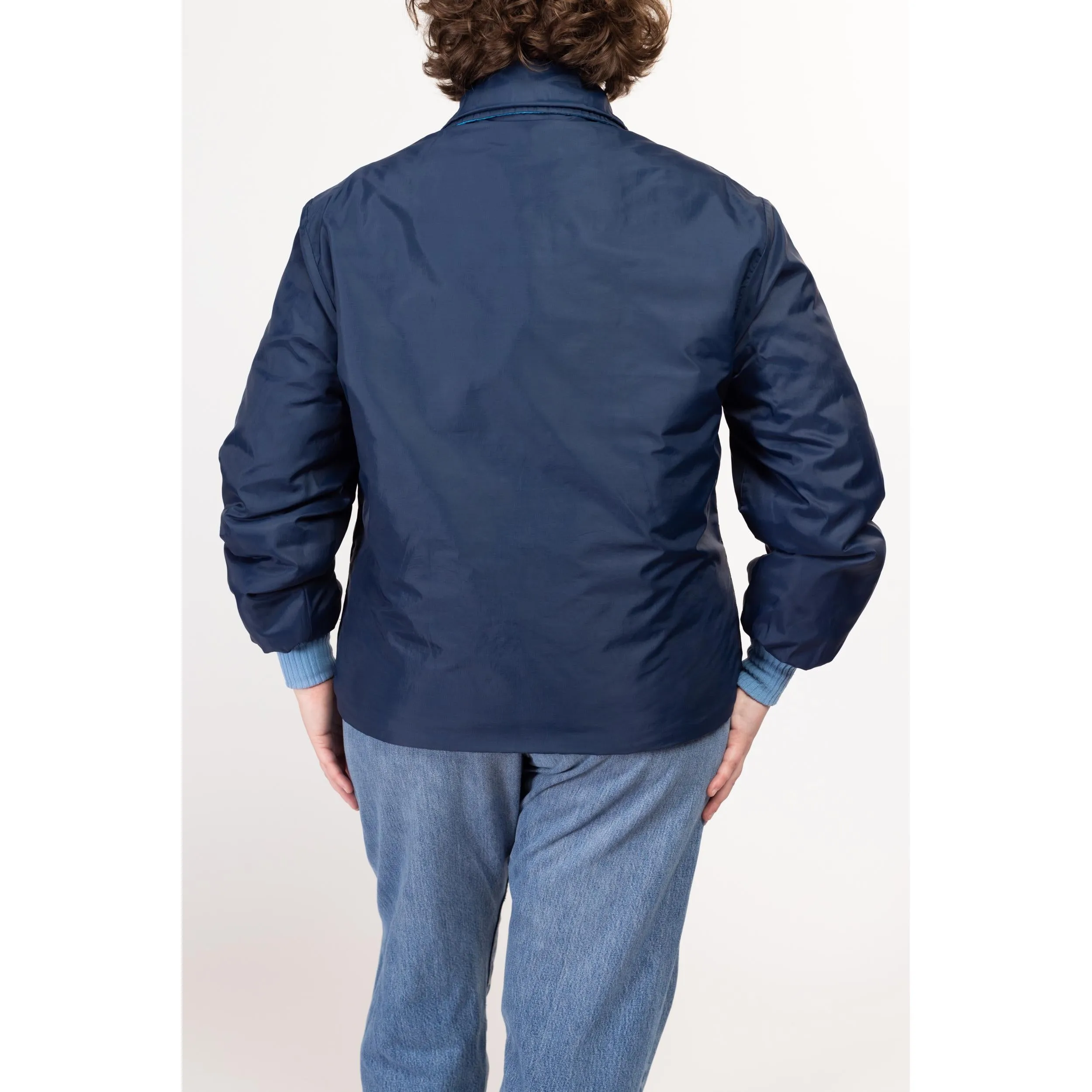 XL 70s Reversible Blue Quilted Jacket